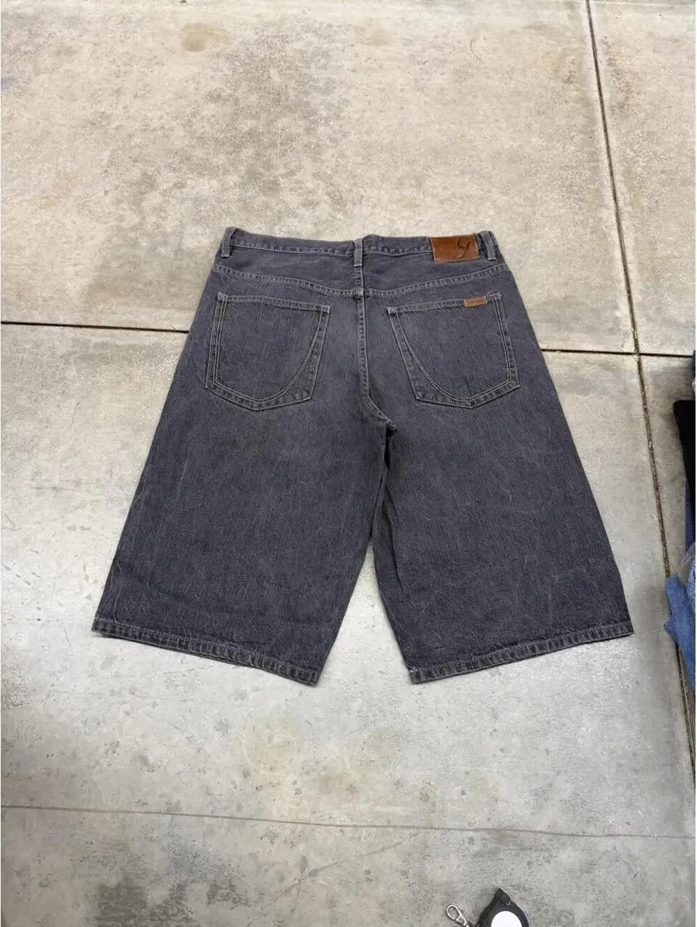 vintage sean john faded black relaxed baggy fit jean shorts jorts size 34